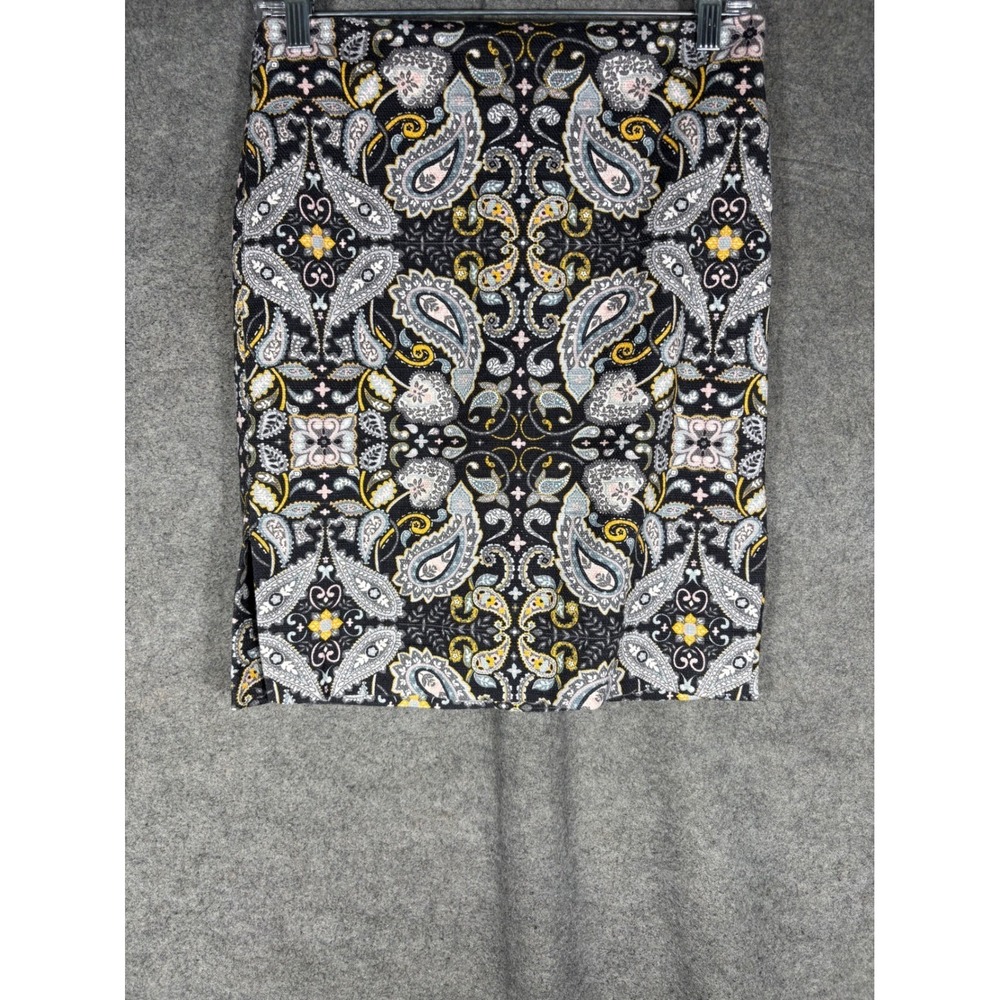 Loft Outlet Petite Paisley Medallion Pencil Skirt Black Grey Yellow 6P 504107